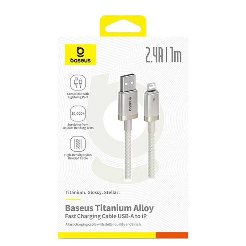 Дата кабель Baseus Titanium Alloy Fast Charging USB to Lightning 2.4A (1m) (P10378102) на малюнкі №6