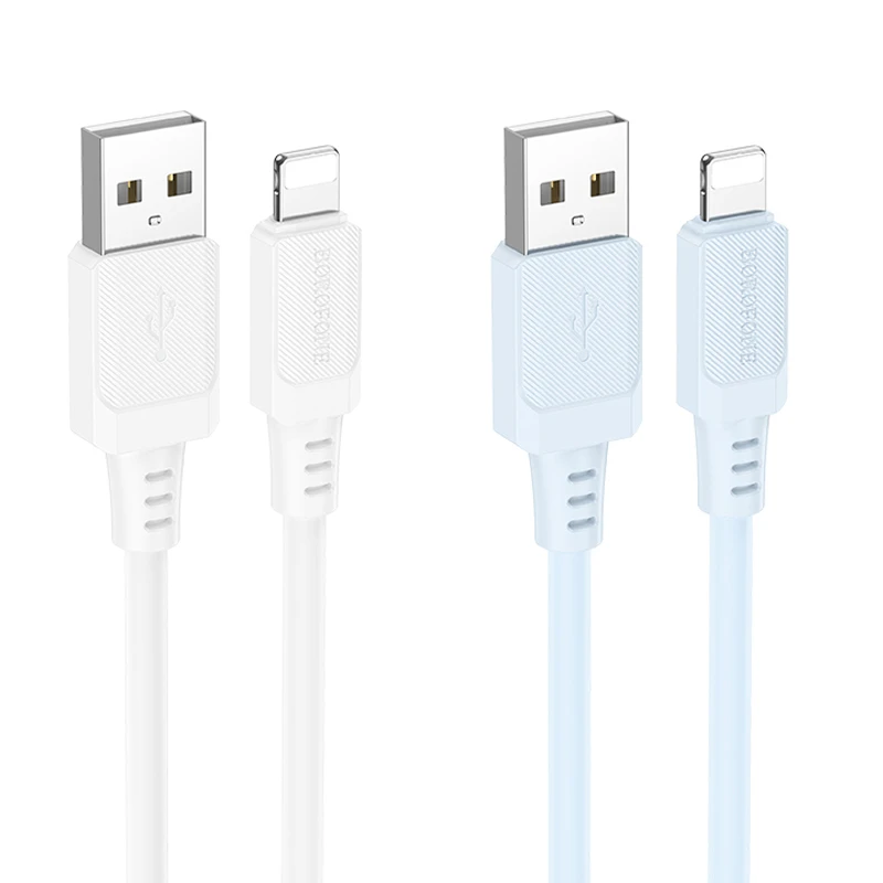 Дата кабель Borofone BX115 Lotto USB to Lightning 2.4A (1m), купить оптом с доставкой