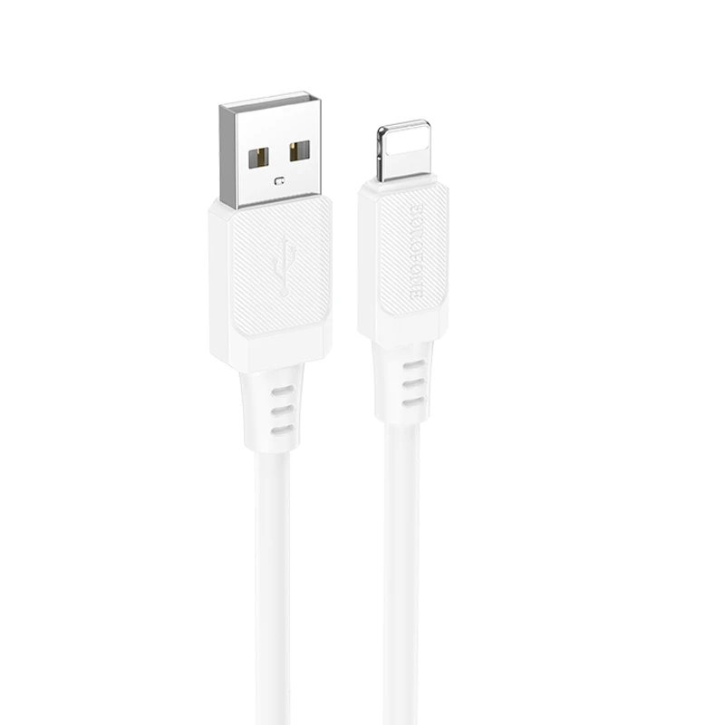 Дата кабель Borofone BX115 Lotto USB to Lightning 2.4A (1m), White, купить оптом с доставкой