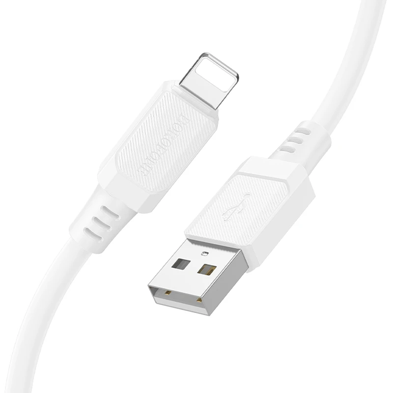 Дата кабель Borofone BX115 Lotto USB to Lightning 2.4A (1m), White 2, купить оптом с доставкой