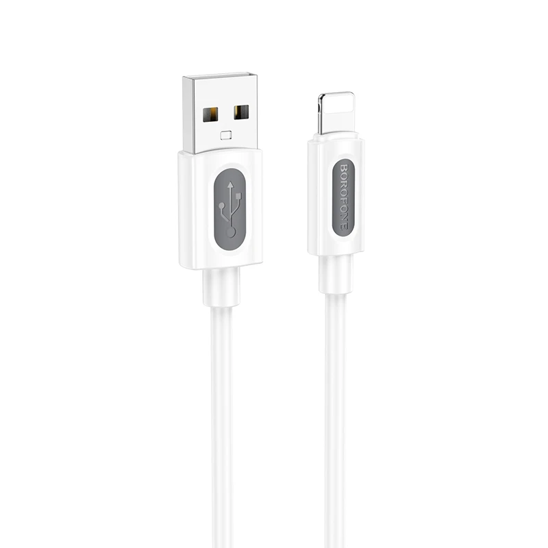 Дата кабель Borofone BX114 Structure USB to Lightning 2.4A (1m), White, купить оптом с доставкой