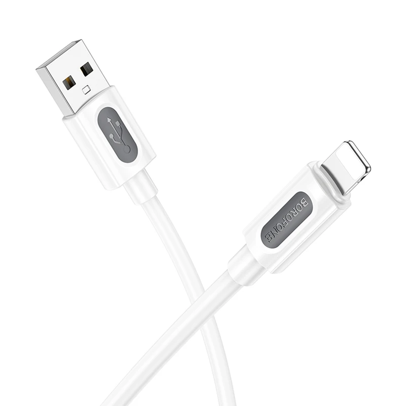 Дата кабель Borofone BX114 Structure USB to Lightning 2.4A (1m), White 1, купить оптом с доставкой