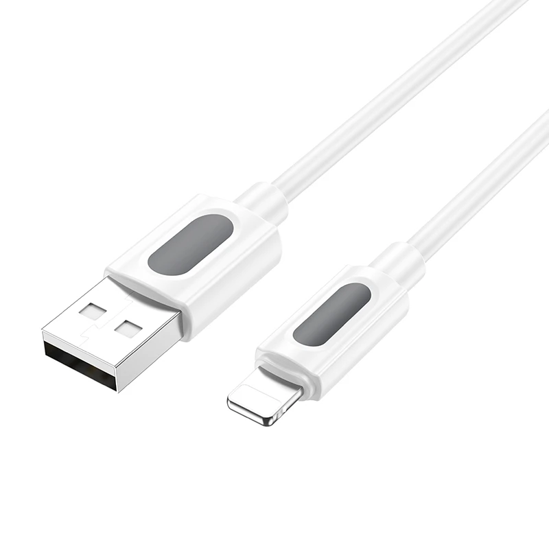 Дата кабель Borofone BX114 Structure USB to Lightning 2.4A (1m), White 2, купить оптом с доставкой