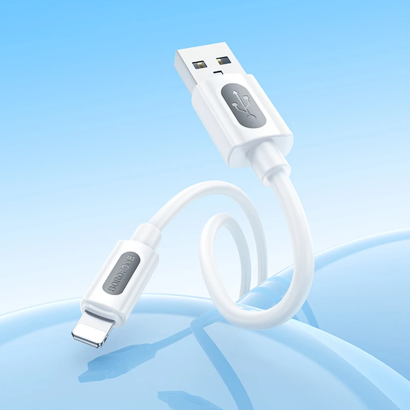 Дата кабель Borofone BX114 Structure USB to Lightning 2.4A (1m), White 3, купить оптом с доставкой