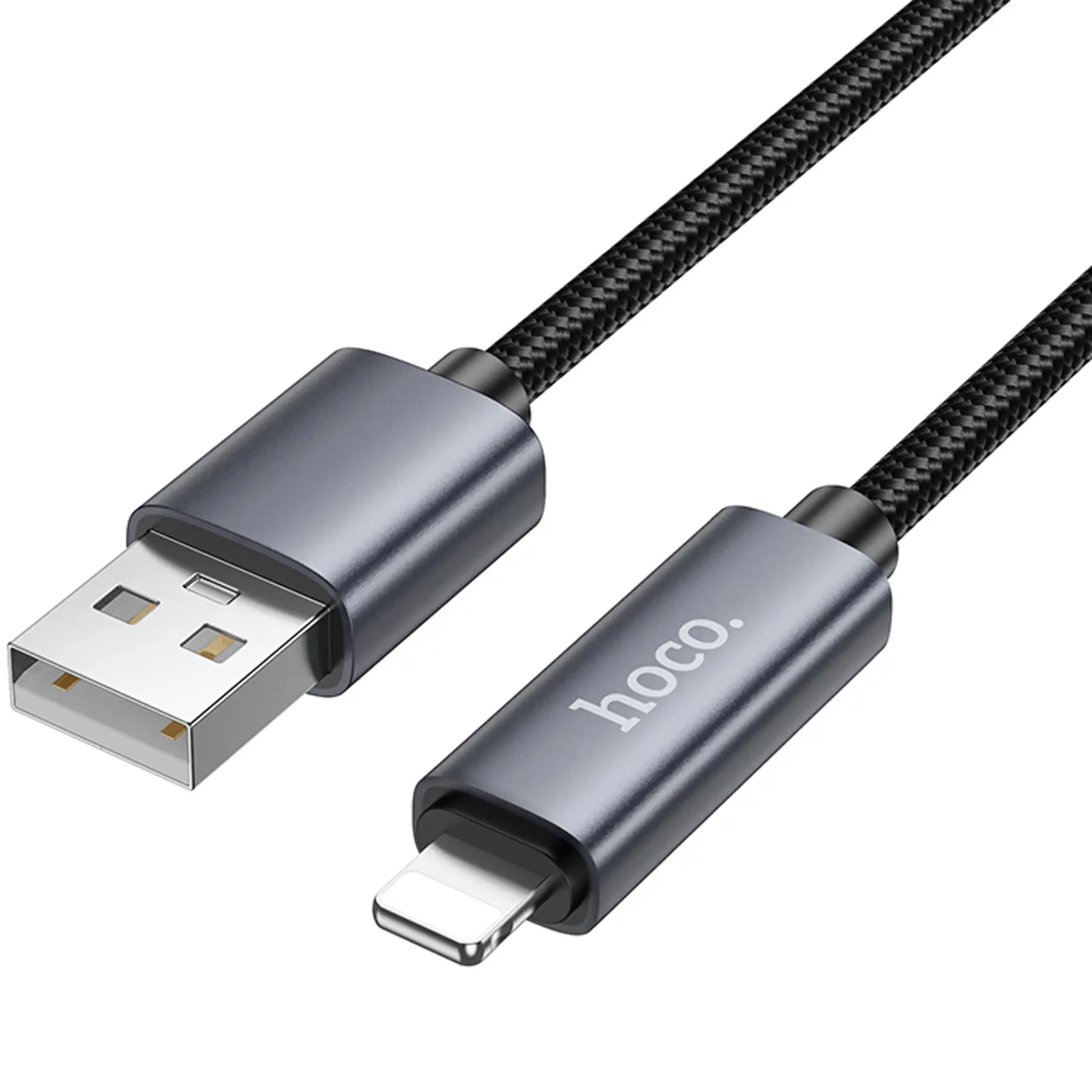 Дата кабель Hoco X112 Favor with display USB to Lightning 2.4A (1m), Black 1, купити оптом з доставкою