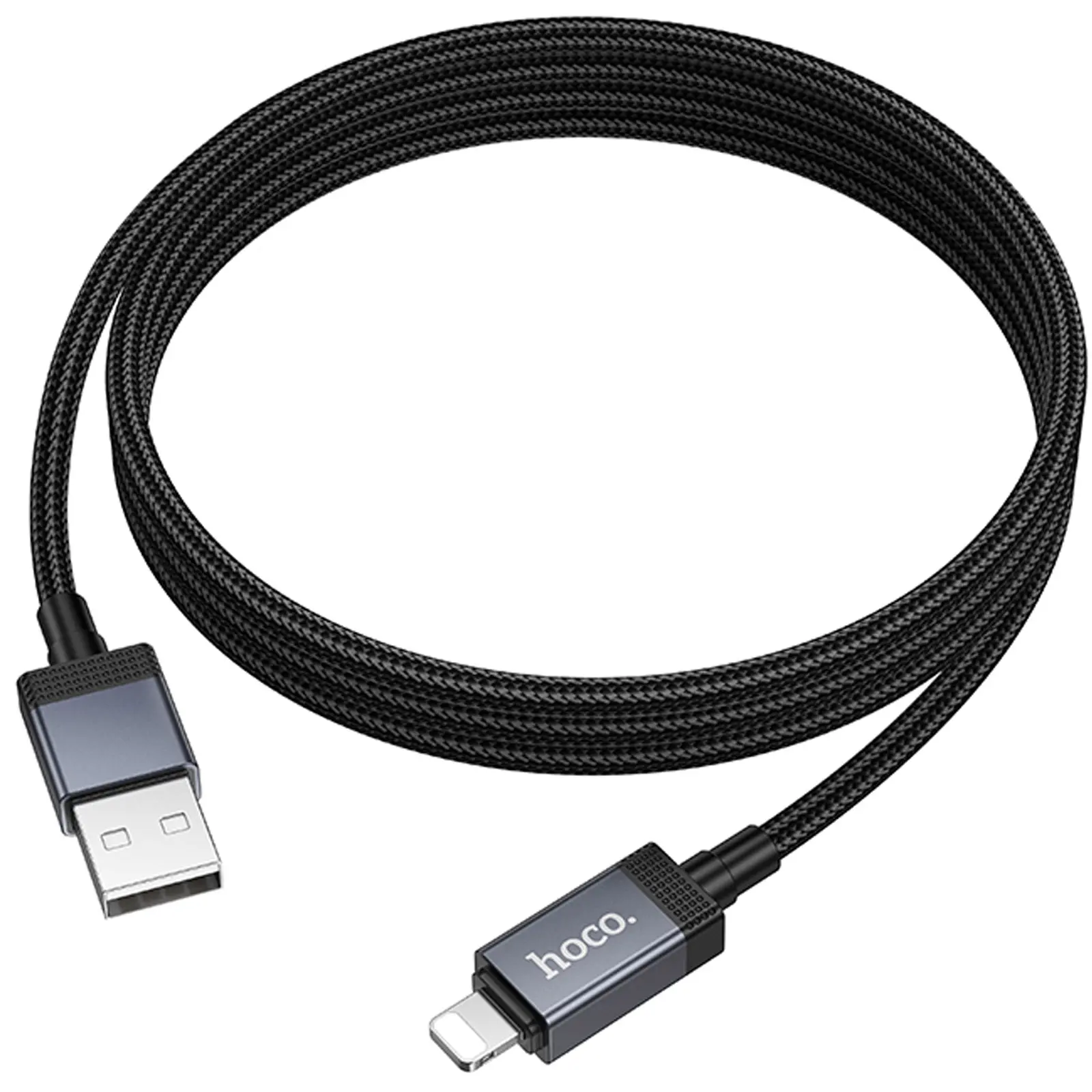 Дата кабель Hoco X118 Generous with display USB to Lightning 2.4A (1m), Black 4, купити оптом з доставкою