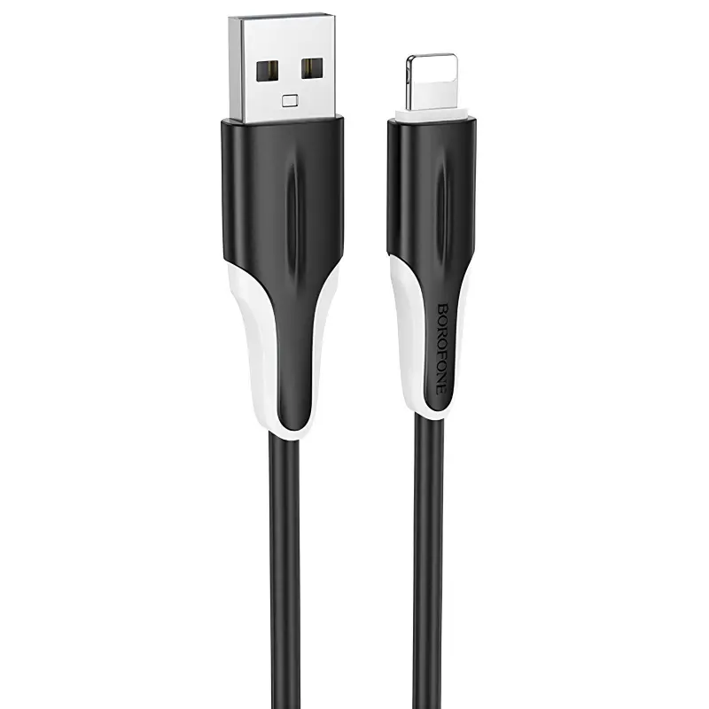 Дата кабель Borofone BX119 New USB to Lightning 2.4A (1m), Black, купить оптом с доставкой