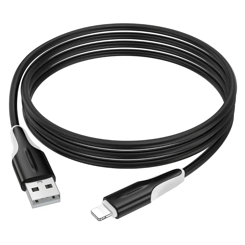 Дата кабель Borofone BX119 New USB to Lightning 2.4A (1m), Black 3, купить оптом с доставкой