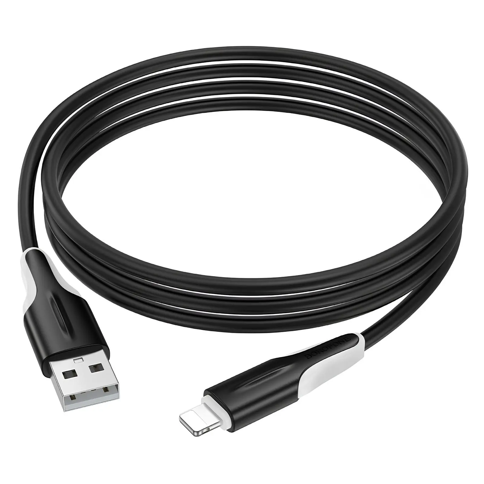Дата кабель Borofone BX119 New USB to Lightning 2.4A (1m), Black 3, купить оптом с доставкой