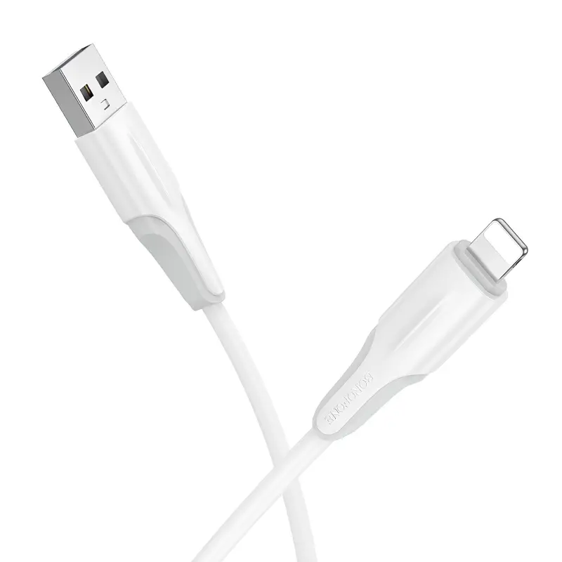 Дата кабель Borofone BX119 New USB to Lightning 2.4A (1m), White 1, купить оптом с доставкой