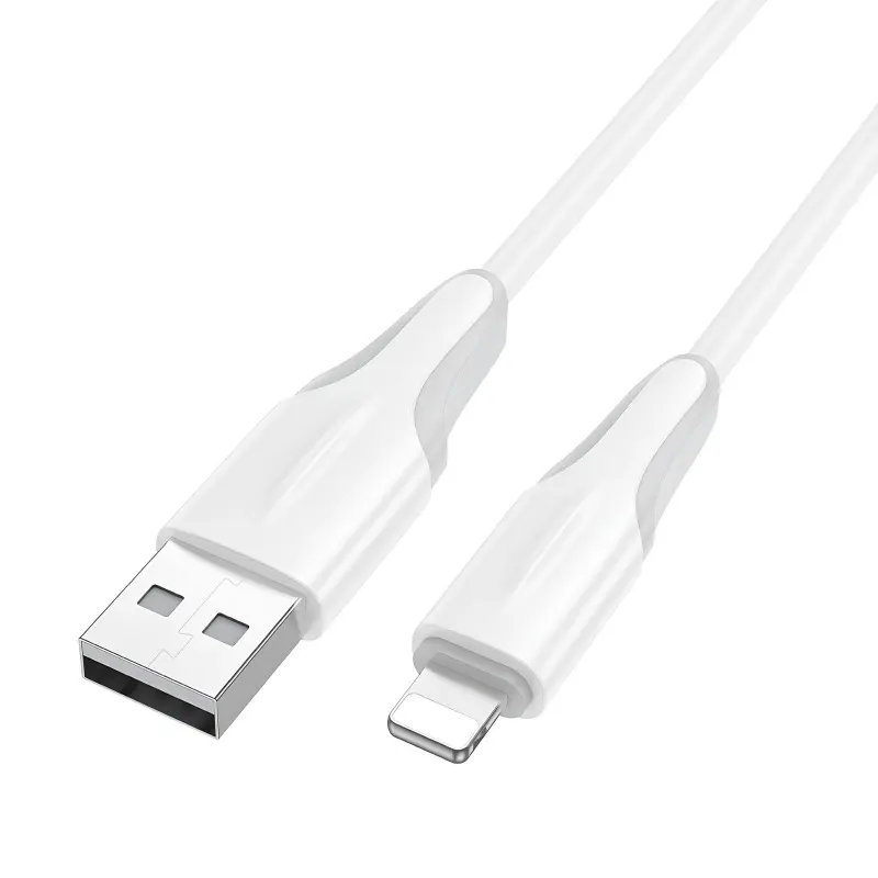 Дата кабель Borofone BX119 New USB to Lightning 2.4A (1m), White 2, купить оптом с доставкой