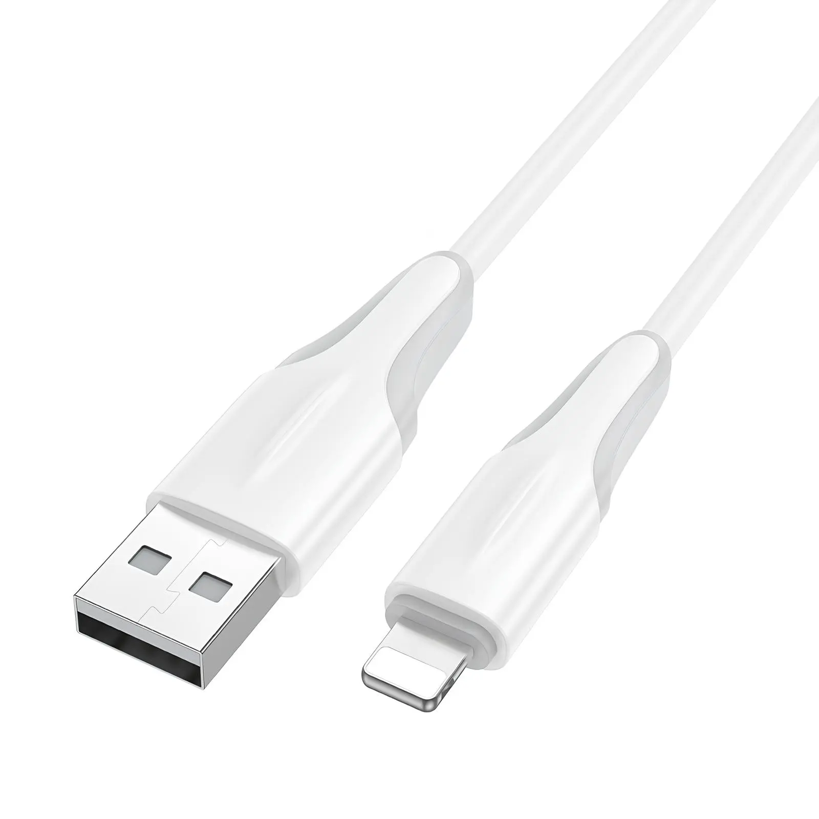 Дата кабель Borofone BX119 New USB to Lightning 2.4A (1m), White 2, купить оптом с доставкой