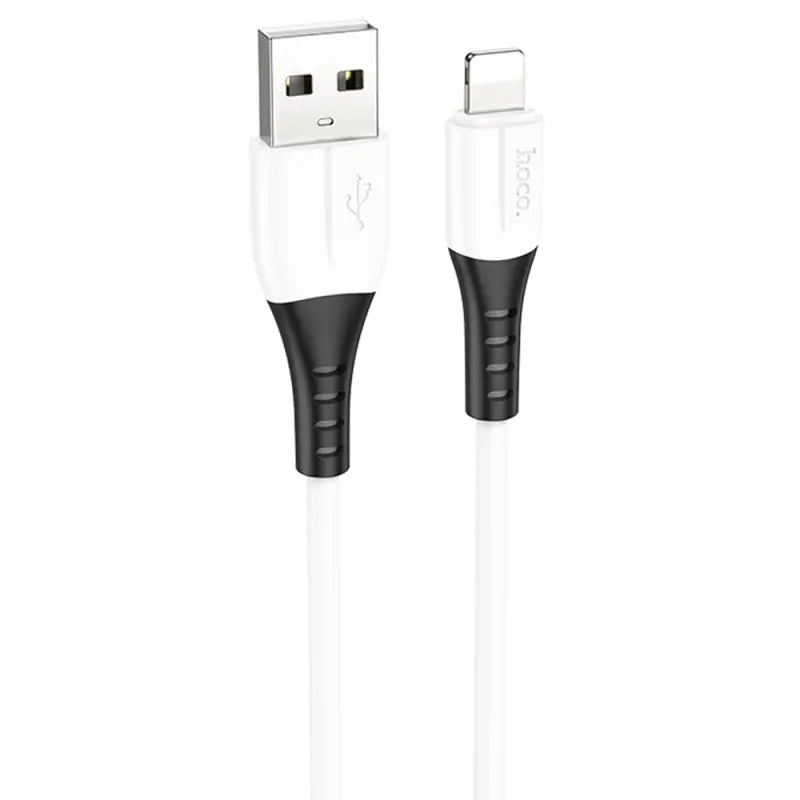 Дата кабель Hoco X82 Silicone USB to Lightning 2.4A (1m), White, купити оптом з доставкою