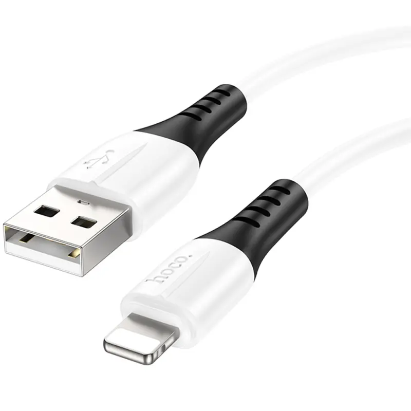 Дата кабель Hoco X82 Silicone USB to Lightning 2.4A (1m), White 2, купити оптом з доставкою