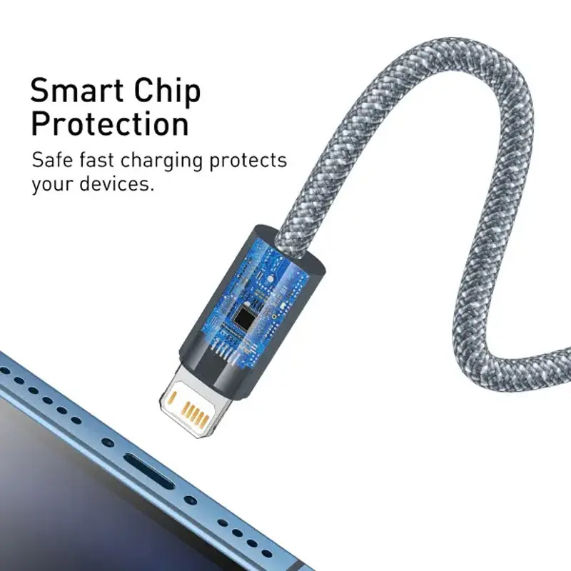 Дата кабель Baseus Dynamic Series USB to Lightning 2.4A (2m) (CALD00050), Slate Gray 2, купити оптом з доставкою