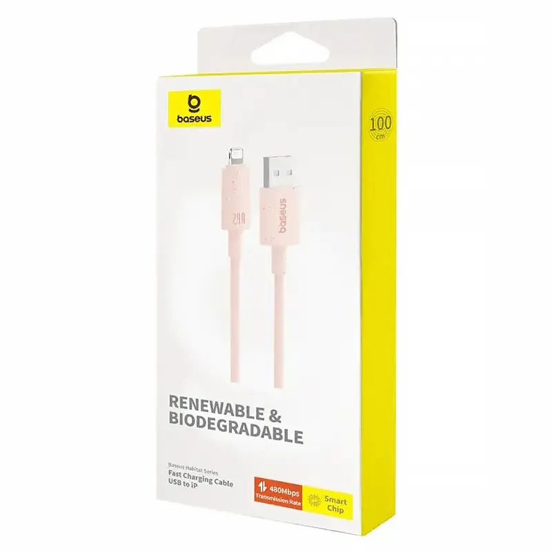 Дата кабель Baseus Habitat Series Fast Charging USB to Lightning 2.4A (2m) (P10360200), Wheat Pink 1, купить оптом с доставкой
