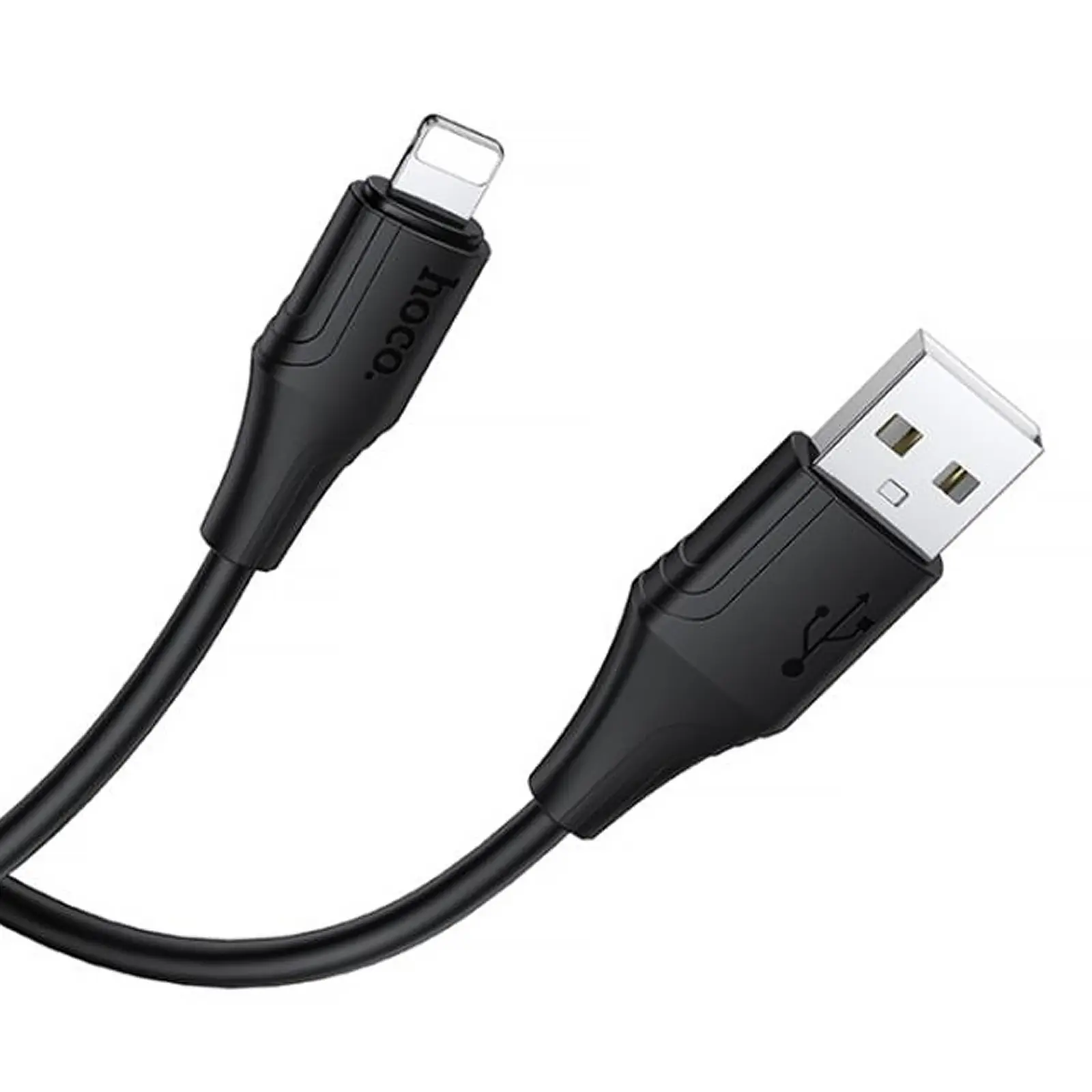 Дата кабель Hoco X124 Bien silicone USB to Lightning 2.4A (1m), Black 2, купить оптом с доставкой