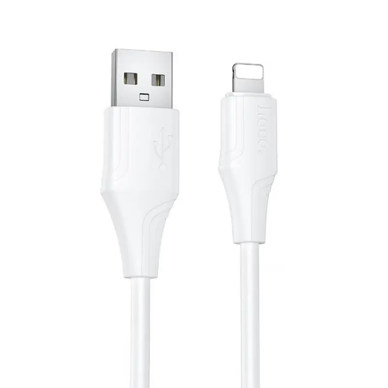 Дата кабель Hoco X124 Bien silicone USB to Lightning 2.4A (1m), White, купить оптом с доставкой