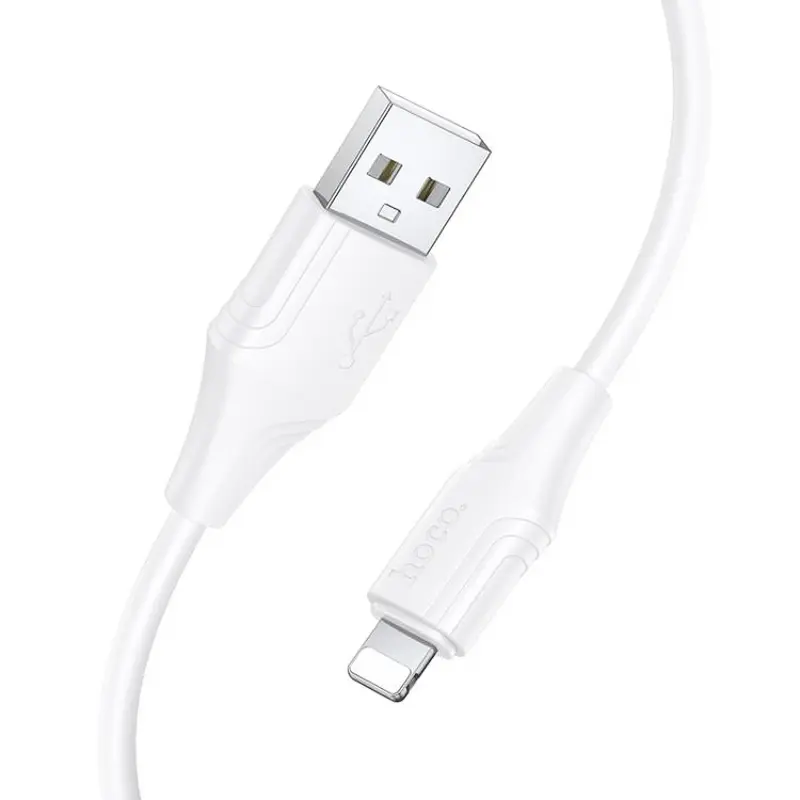 Дата кабель Hoco X124 Bien silicone USB to Lightning 2.4A (1m), White 1, купить оптом с доставкой