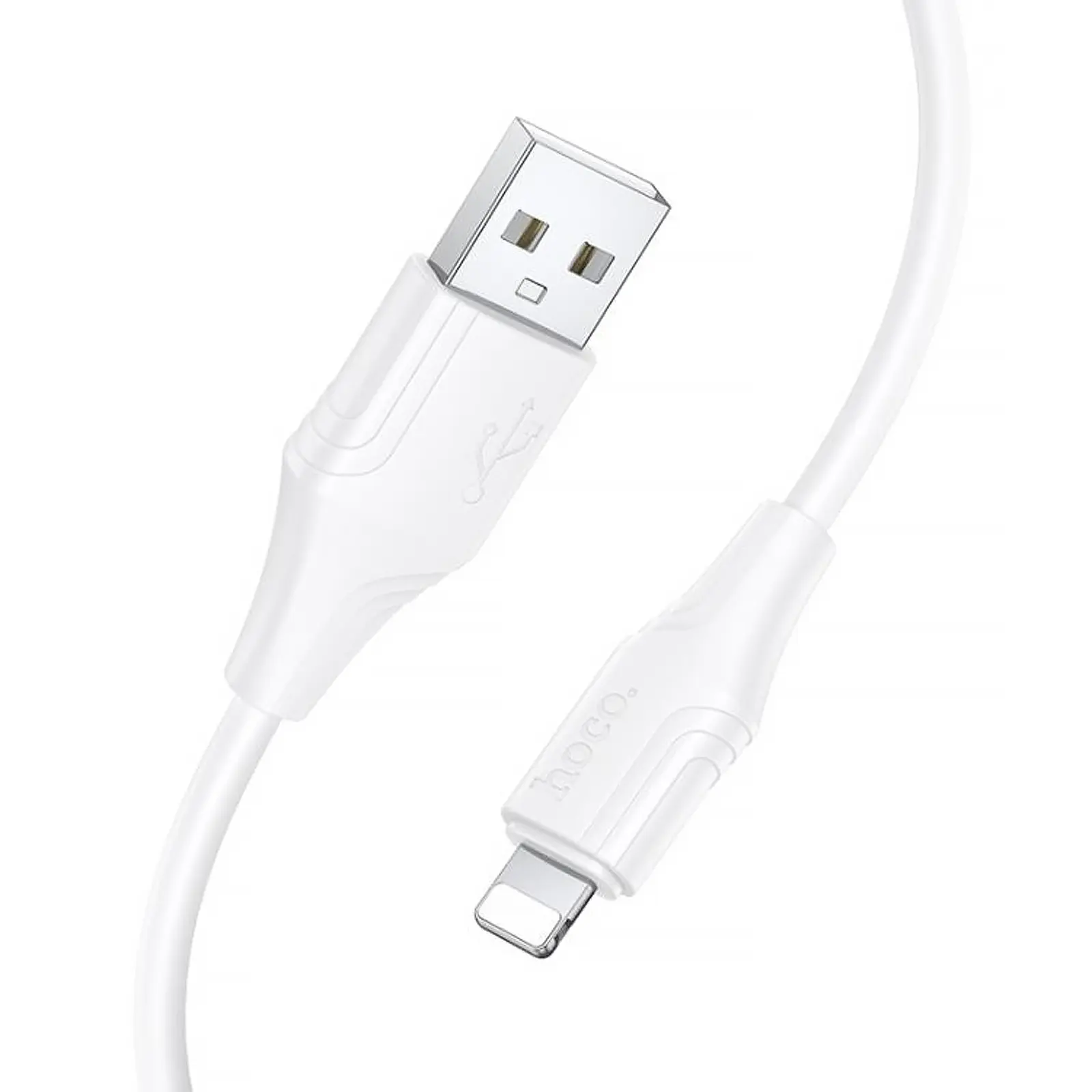 Дата кабель Hoco X124 Bien silicone USB to Lightning 2.4A (1m), White 1, купить оптом с доставкой