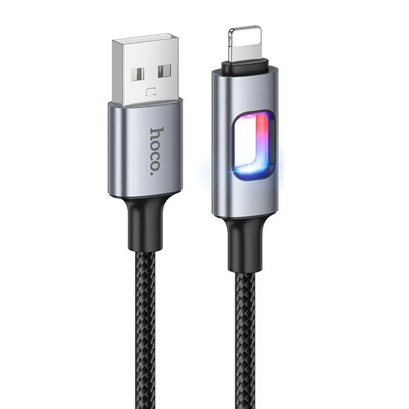 Дата кабель Hoco U144 New USB to Lightning 2.4A (1.2m), Black, купити оптом з доставкою