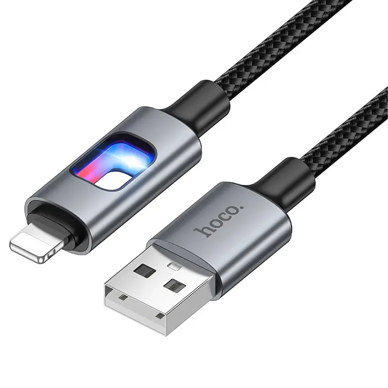 Дата кабель Hoco U144 New USB to Lightning 2.4A (1.2m), Black 2, купити оптом з доставкою