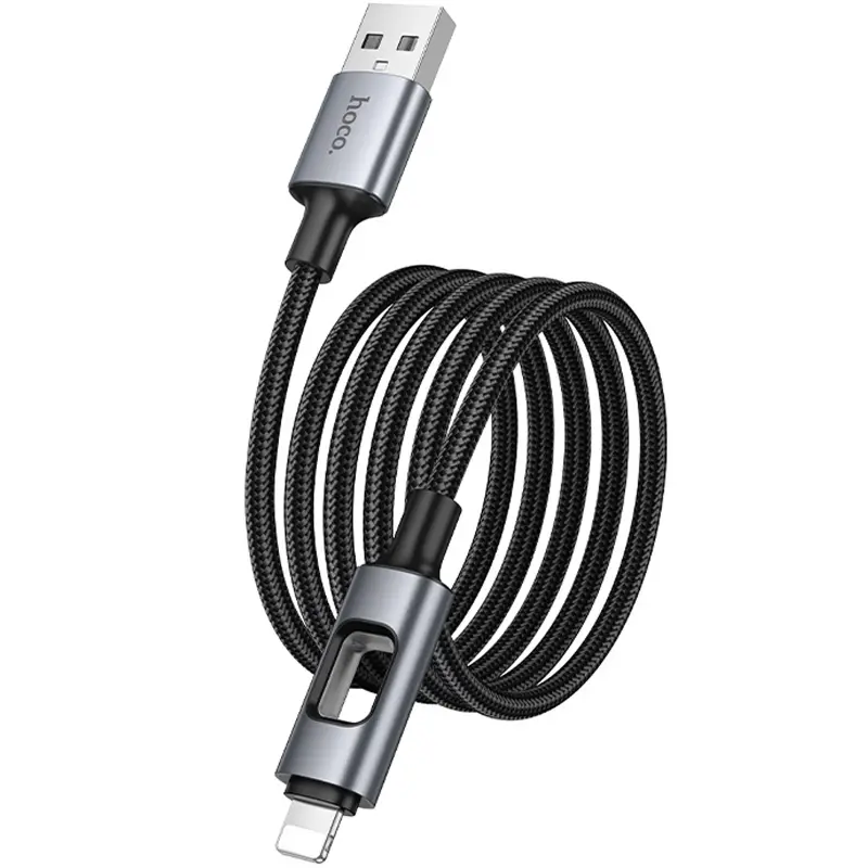 Дата кабель Hoco U144 New USB to Lightning 2.4A (1.2m), Black 4, купити оптом з доставкою