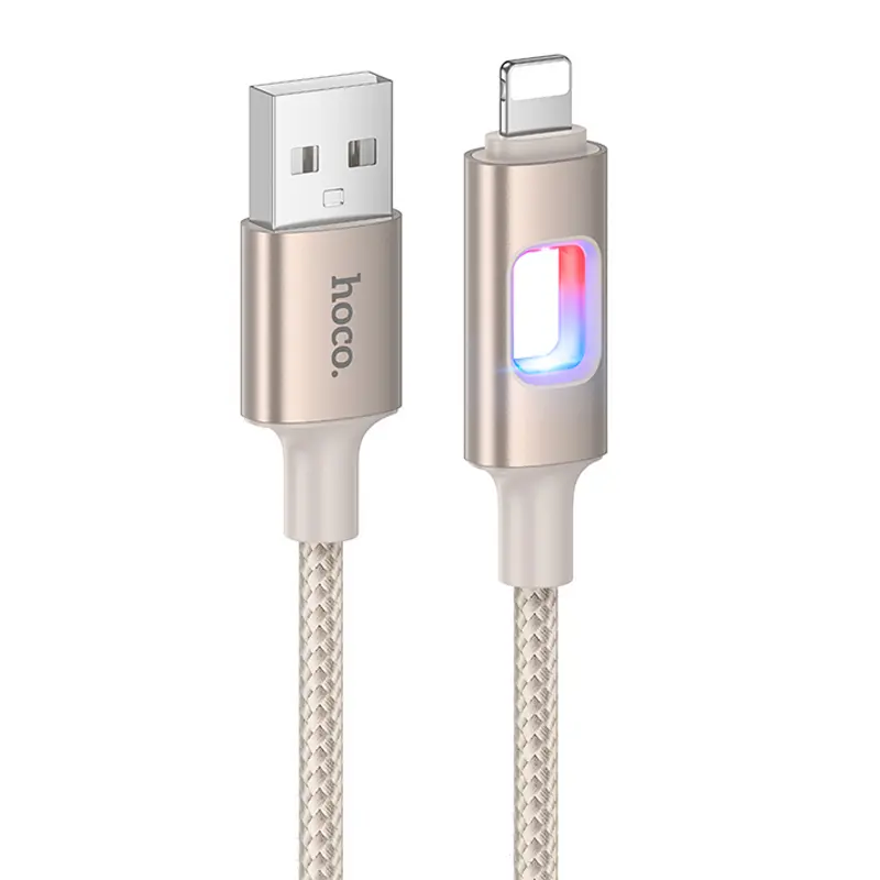 Дата кабель Hoco U144 New USB to Lightning 2.4A (1.2m), Gold, купити оптом з доставкою