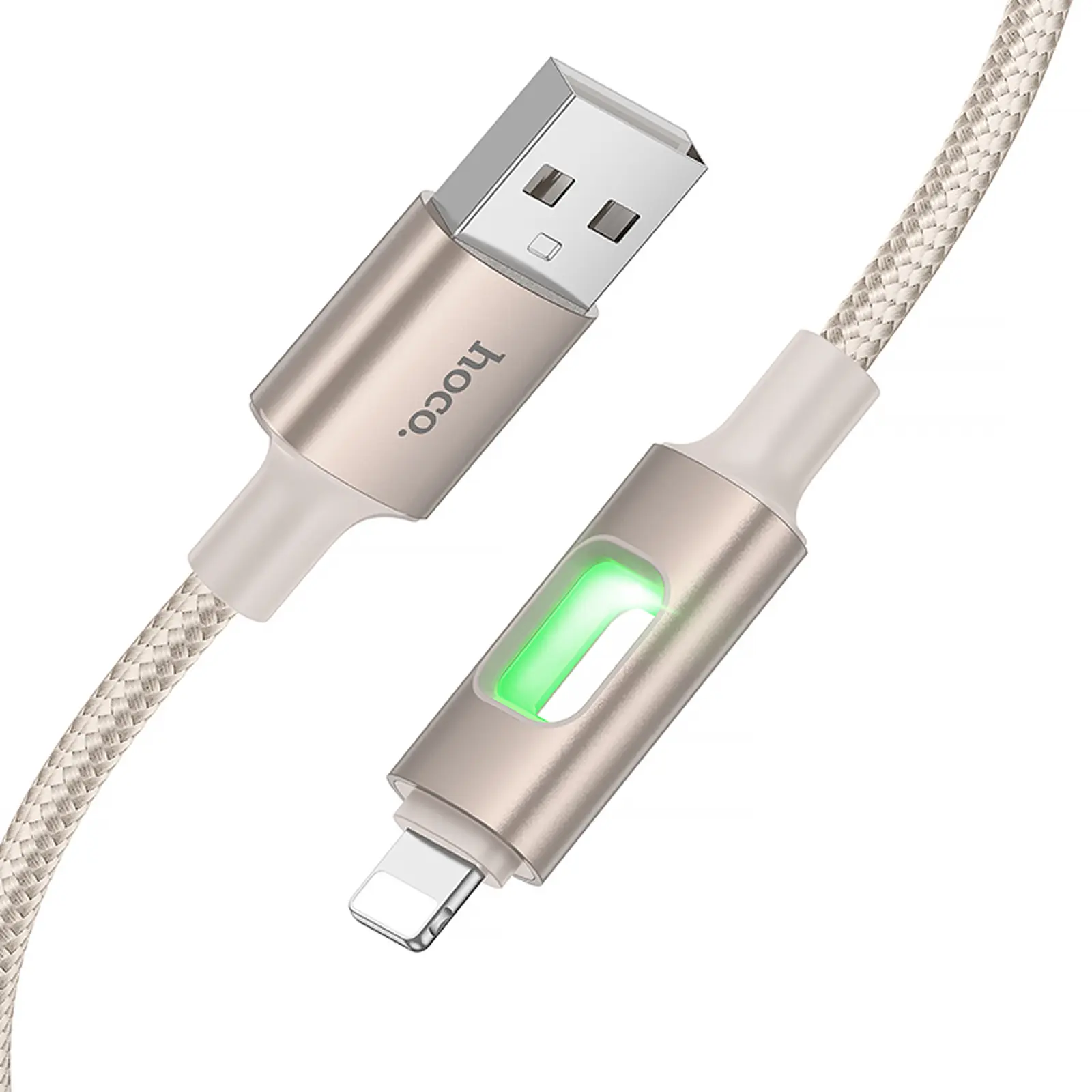 Дата кабель Hoco U144 New USB to Lightning 2.4A (1.2m), Gold 2, купити оптом з доставкою