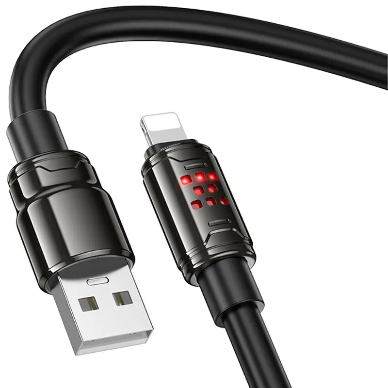 Дата кабель Hoco U143 Joy USB to Lightning 2.4A (1.2m), Black 2, купити оптом з доставкою