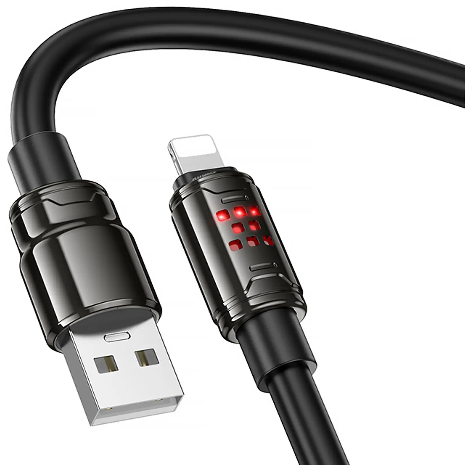 Дата кабель Hoco U143 Joy USB to Lightning 2.4A (1.2m), Black 2, купити оптом з доставкою