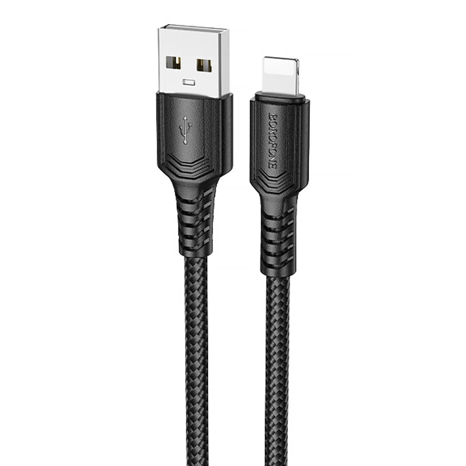 Дата кабель Borofone BX116 Certain USB to Lightning 2.4A (1m), Black, купити оптом з доставкою