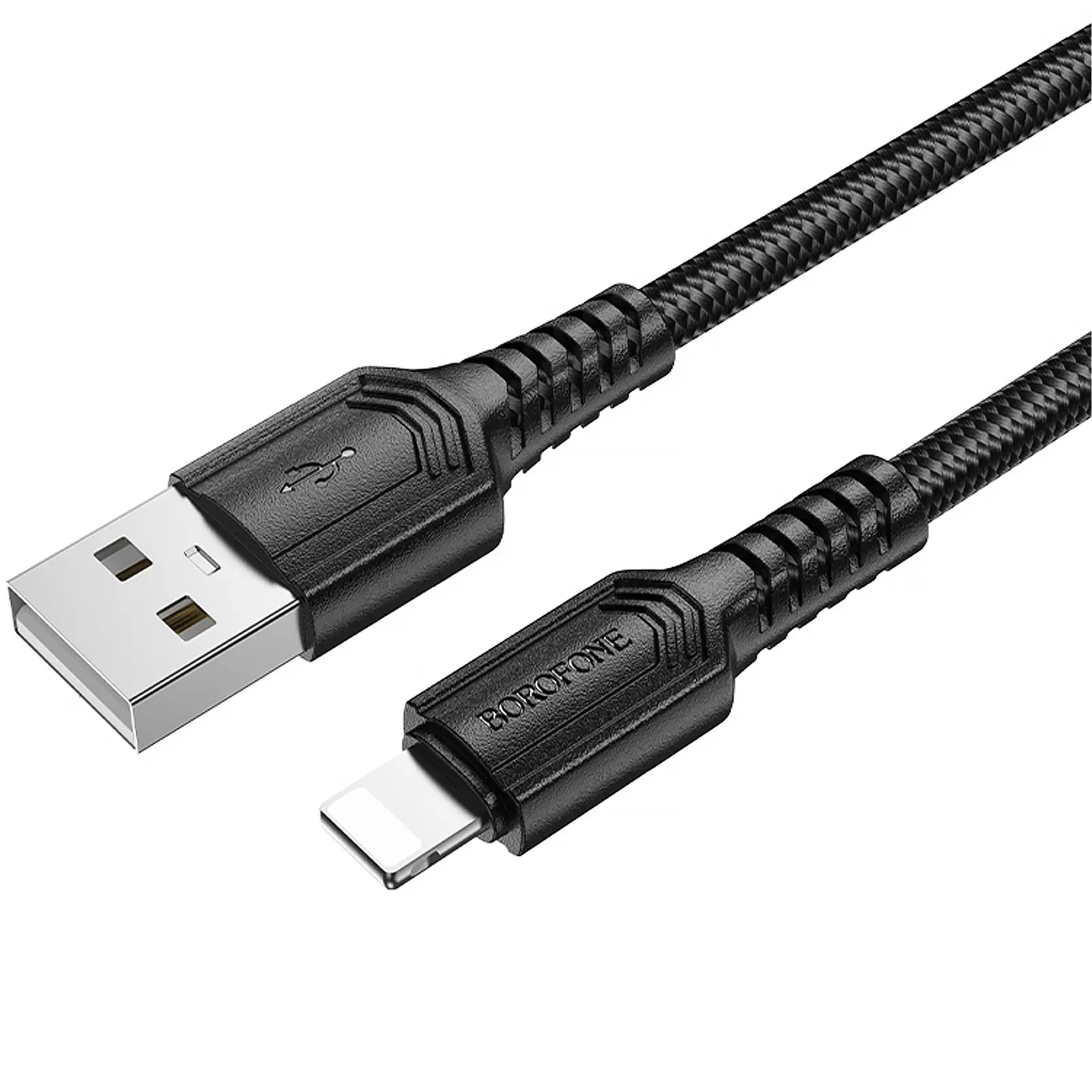 Дата кабель Borofone BX116 Certain USB to Lightning 2.4A (1m), Black 1, купити оптом з доставкою