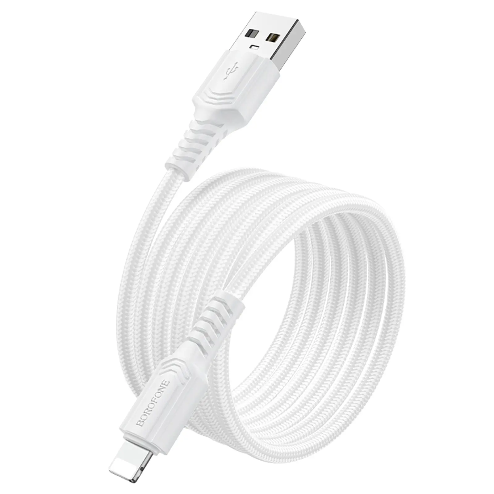 Дата кабель Borofone BX116 Certain USB to Lightning 2.4A (1m), White 2, купити оптом з доставкою