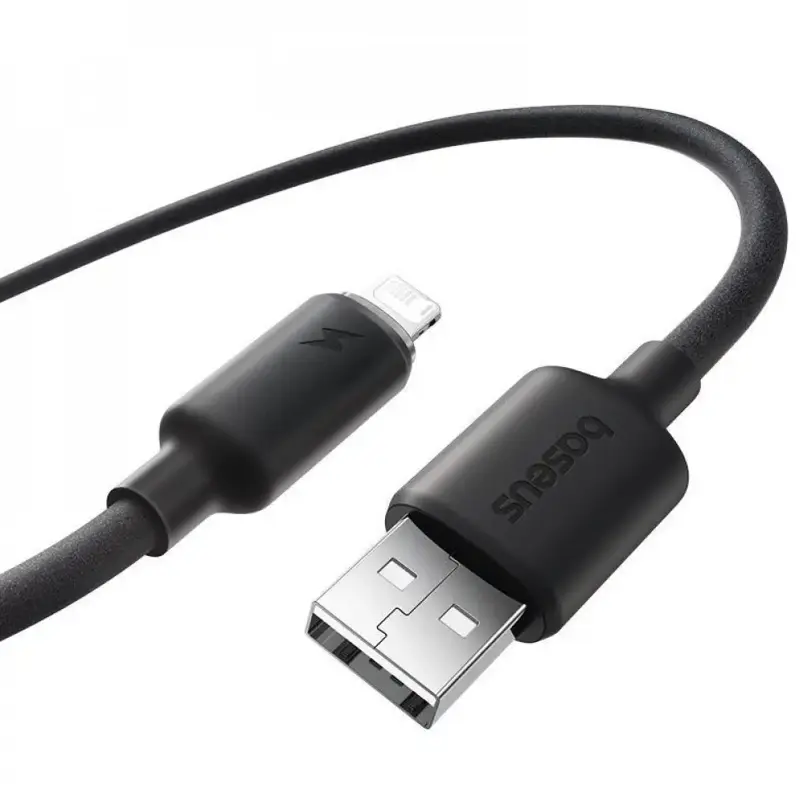 Дата кабель Baseus Foamed Silicone USB to Lightning 2.4A (1m) (E04269), Cosmic Black 2, купити оптом з доставкою