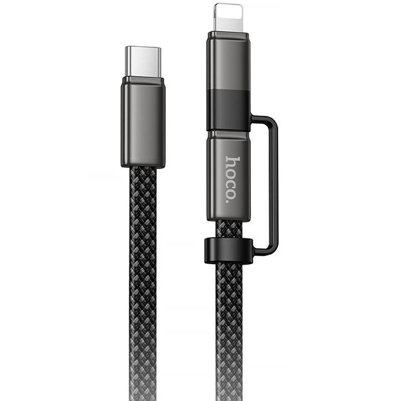 Дата кабель Hoco X125 Surplus 2in1 Type-C to Lightning/Type-C 60W (1m) на картинке №1