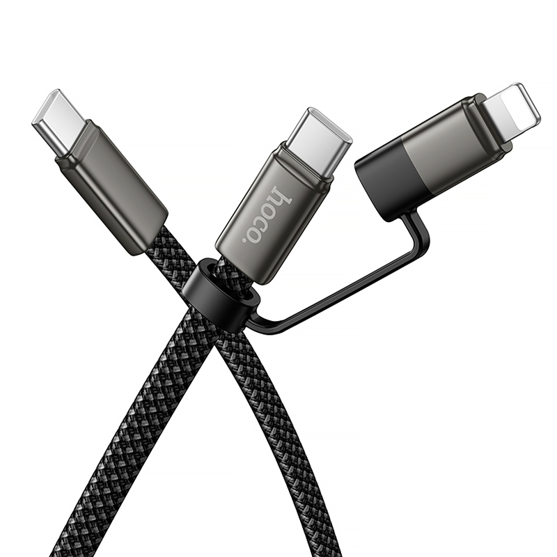 Дата кабель Hoco X125 Surplus 2in1 Type-C to Lightning/Type-C 60W (1m) на картинке №3