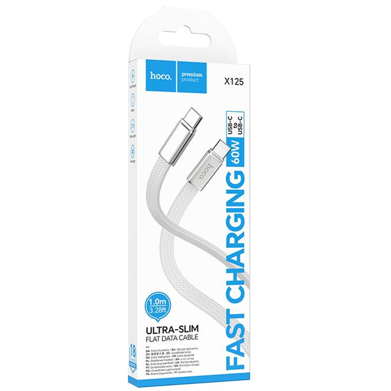Дата кабель Hoco X125 Surplus 2in1 Type-C to Lightning/Type-C 60W (1m) на картинке №3