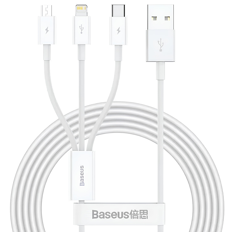 Дата кабель Baseus Superior Series USB to MicroUSB-Lightning-Type-C 3.5A (1.5m) (CAMLTYS), купить оптом с доставкой