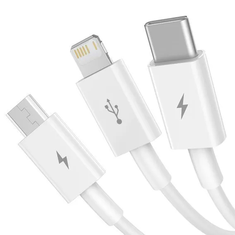 Дата кабель Baseus Superior Series USB to MicroUSB-Lightning-Type-C 3.5A (1.5m) (CAMLTYS) на картинке №2