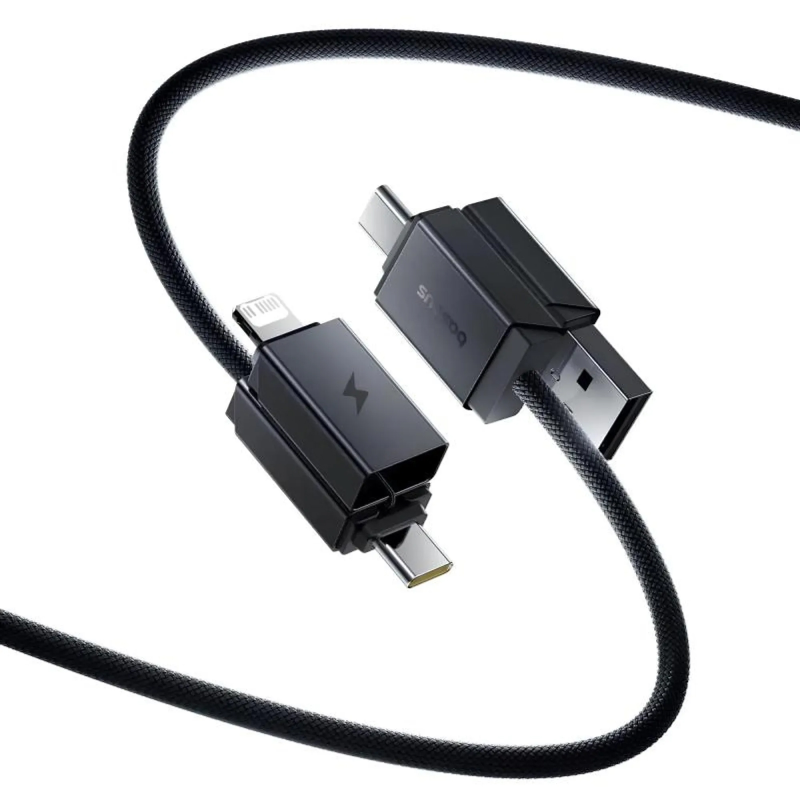 Дата кабель Baseus Versatile Two-for-Two USB/Type-C to Type-C/Lightning 60W (1m) (CB000162), Cosmic Black 1, купить оптом с доставкой