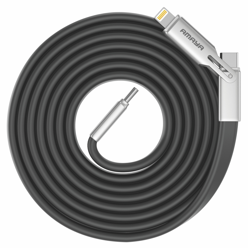 Дата кабель Amaya ACD-325X 2in1 Type-C to Lightning/Type-C 240W (1.2m), Black, купить оптом с доставкой