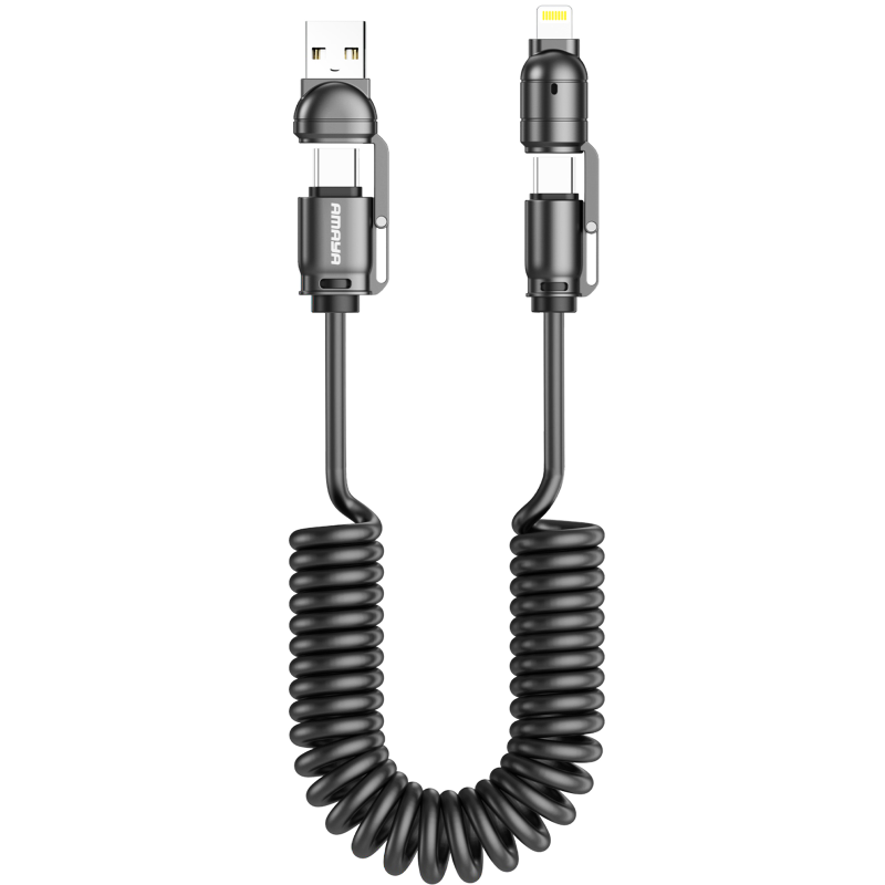Дата кабель Amaya ACD-330 4in1 Type-C/USB to Lightning/Type-C 240W (2m), Black, купить оптом с доставкой