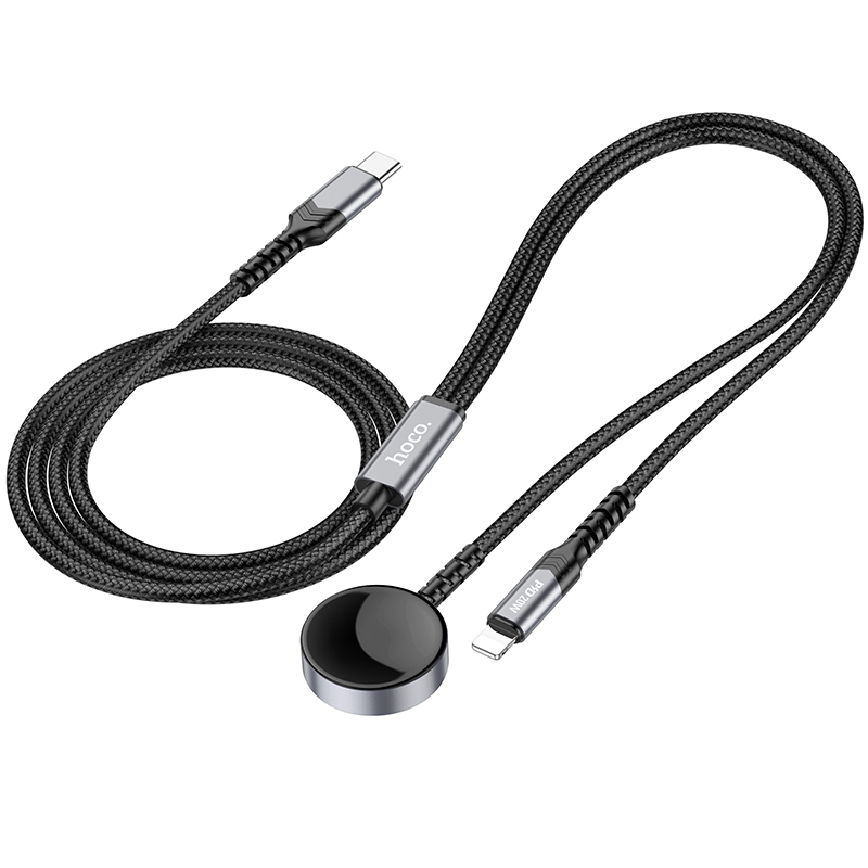 Дата кабель Hoco CW54 2in1 Type-C to iWatch/Lightning 2.5W (1.2m), Black 2, купить оптом с доставкой