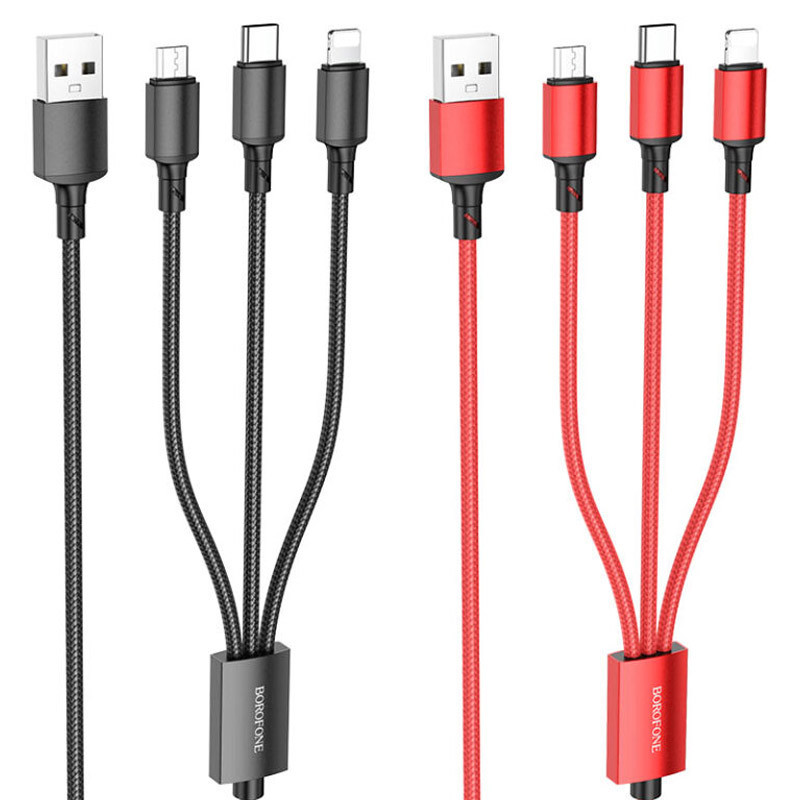 Дата кабель Borofone BX72 USB to 3in1 (1m), купити оптом з доставкою