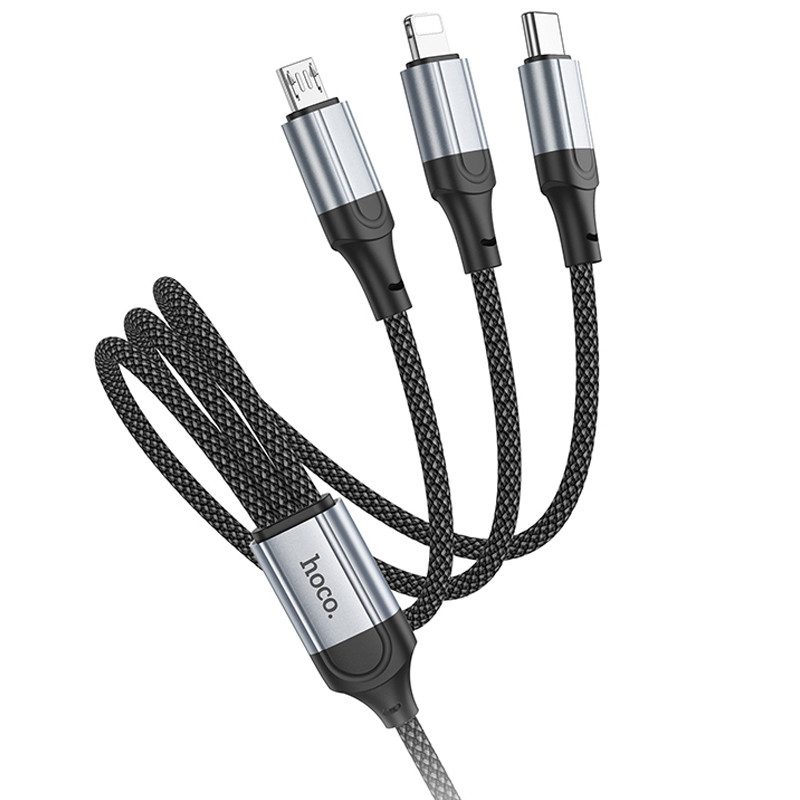 Дата кабель Hoco X102 Fresh 3in1 USB to Lightning + MicroUSB + Type-C (1m) на малюнкі №2
