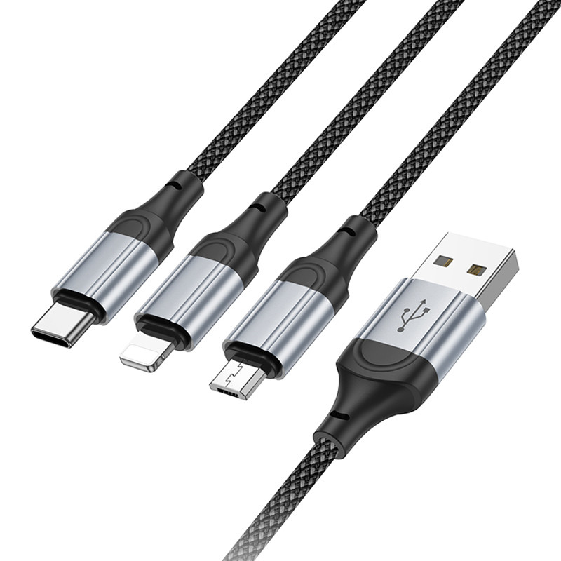 Дата кабель Hoco X102 Fresh 3in1 USB to Lightning + MicroUSB + Type-C (1m) на малюнкі №3