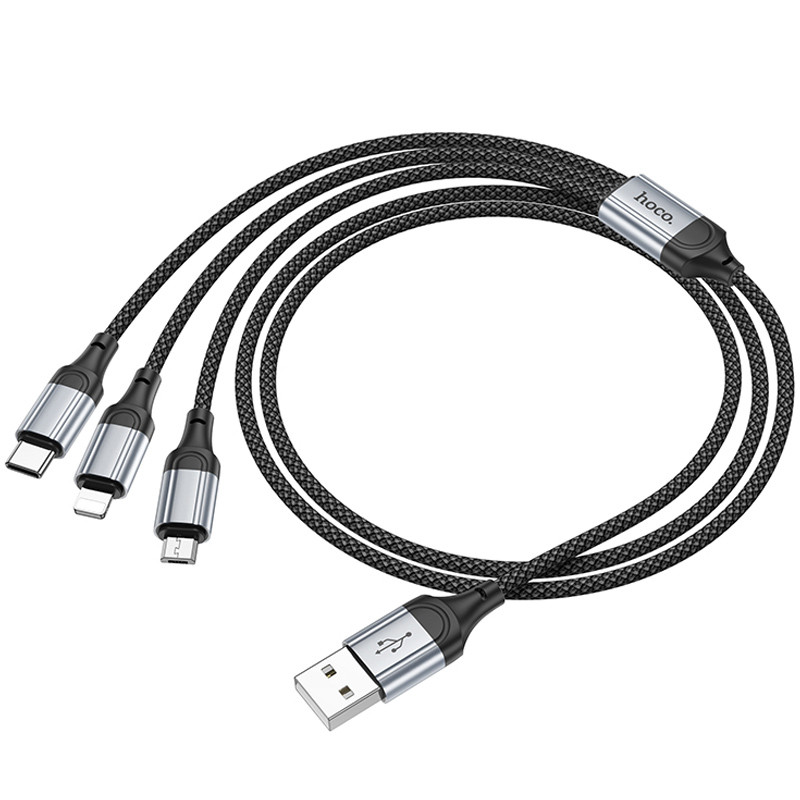 Дата кабель Hoco X102 Fresh 3in1 USB to Lightning + MicroUSB + Type-C (1m) на малюнкі №5