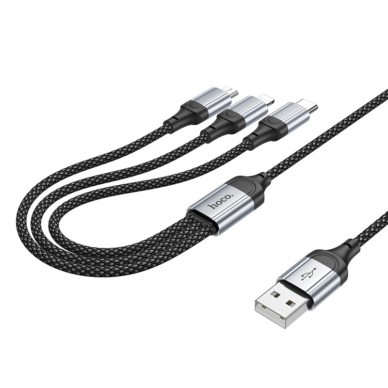 Дата кабель Hoco X102 Fresh 3in1 USB to Lightning + MicroUSB + Type-C (1m) на малюнкі №7