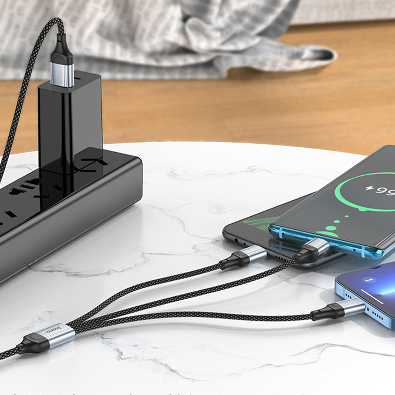 Дата кабель Hoco X102 Fresh 3in1 USB to Lightning + MicroUSB + Type-C (1m) на малюнкі №8